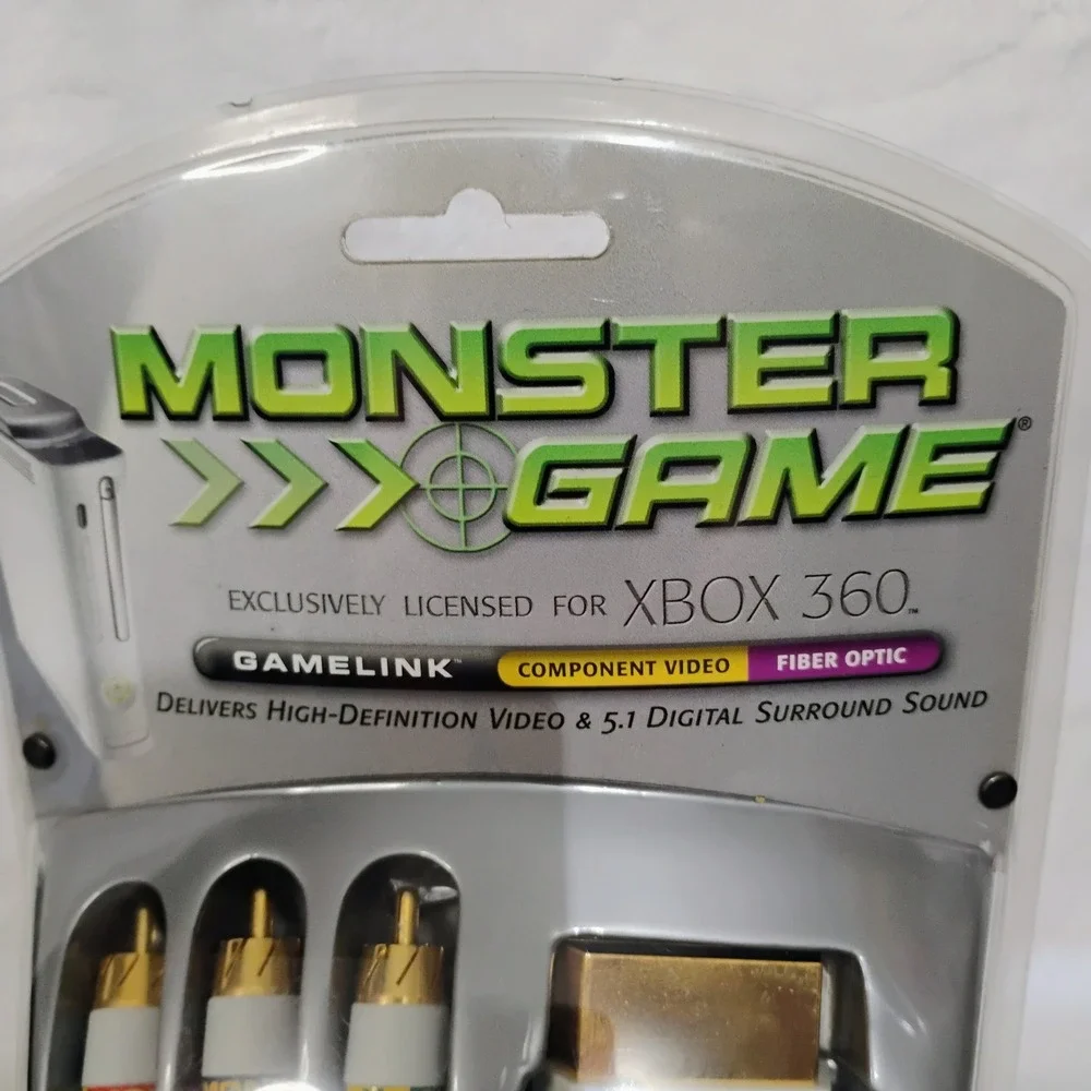 Monster Game GameLink Xbox 360 Component Video Fiber Optic Audio Cable THX